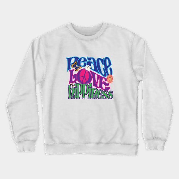 Retro Peace Love Hippieness Crewneck Sweatshirt by TheHippiest